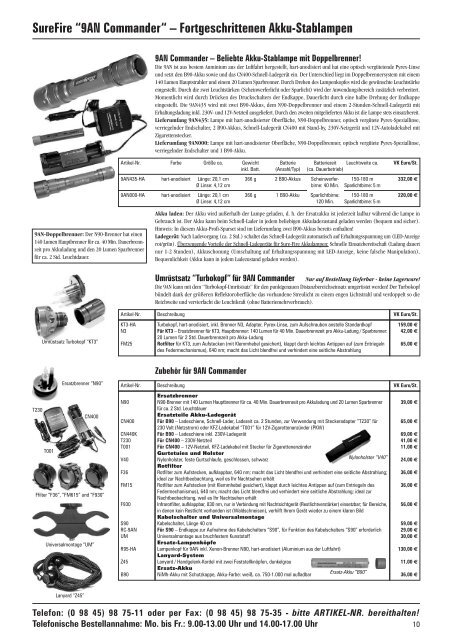 SureFire Preisliste - Hoffmann-Import