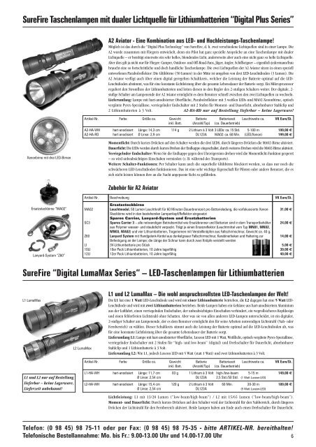 SureFire Preisliste - Hoffmann-Import