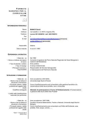 Curriculum vitae - Comune di Argenta