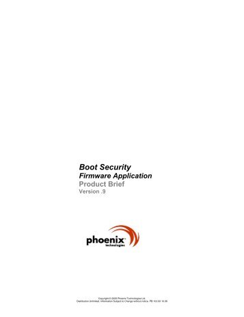 Boot Security Firmware Application  Product Brief - Phoenix
