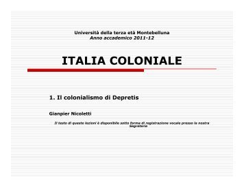 Il colonialismo di Depretis, Gianpier Nicoletti - Utem.it