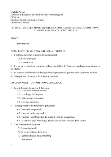 Michele Pavino, La struttura del mercato bellico dell'industria ...