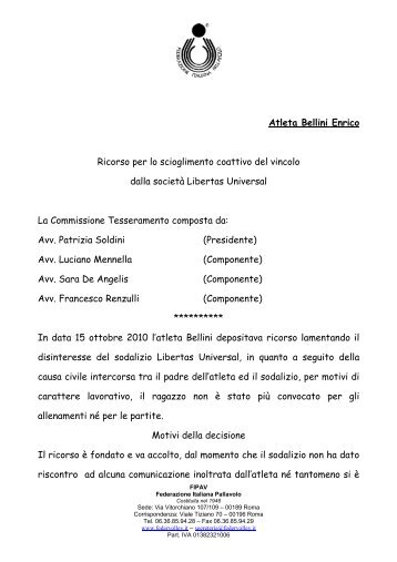 Documento - Federazione Italiana Pallavolo