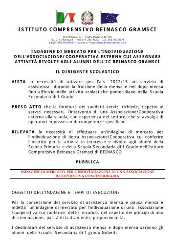 indagine di mercato per l'assegnazione del servizio - Istituto ...