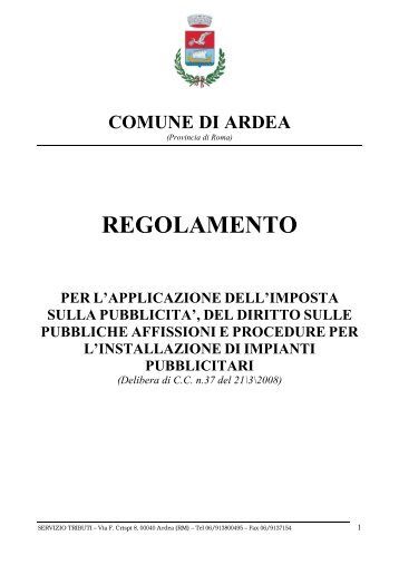 regolamento comunale pubblicita - Comune di Ardea