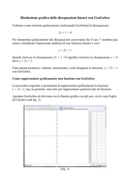 Risoluzione Grafica Delle Disequazioni Lineari Con Geogebra