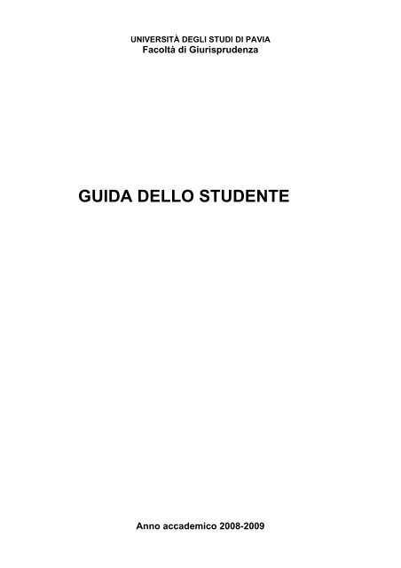GUIDA DELLO STUDENTE - Università degli studi di Pavia