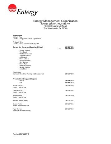 Energy Management Organization - Entergy