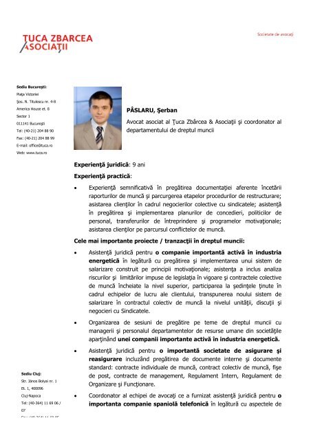 CV Trainer Serban Paslaru - IMMromania.ro