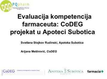 Evaluacija kompetencija farmaceuta: CoDEG projekat u Apoteci ...