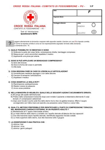 CORSO BPS F serie di Quiz - Cri Fossombrone