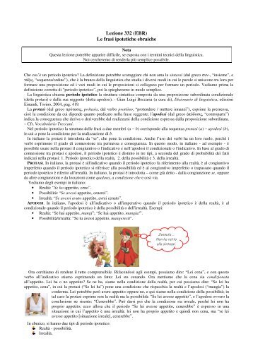 Lezione 332 (EBR) Le frasi ipotetiche ebraiche - biblistica.org