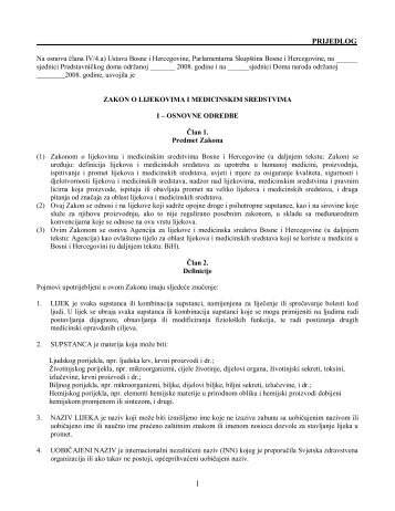 Prijedlog Zakon o lijekovima i medicinskim sredstvima - Ekologija.ba