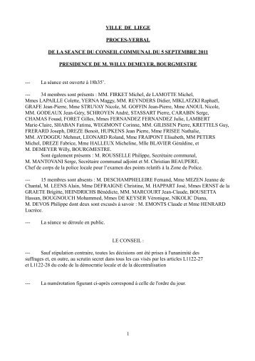 ville de liege proces-verbal de la seance du conseil ... - Liège