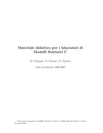 Dispensa di modelli lineari in R - Dipartimento di Statistica