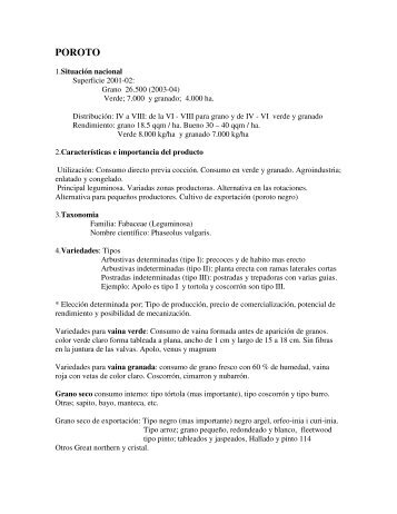Ficha Técnica Poroto (Phaseolus vulgaris) - InfoAgronomo.tk