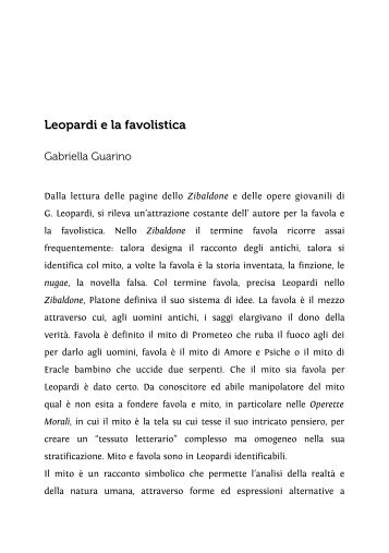 Leopardi e la favolistica - Associazione degli Italianisti Italiani