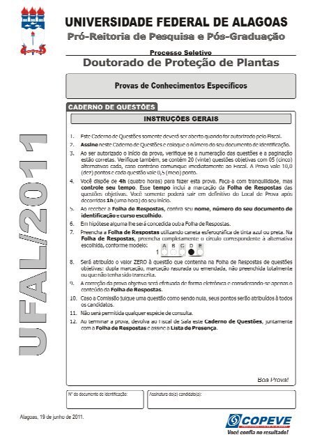 Prova Obj Douturado Proteção de Plantas - Copeve