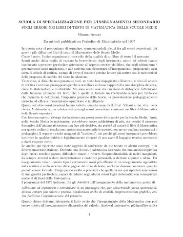 Errori notevoli presenti in molti libri di testo - DIMA