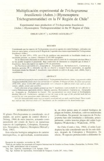 Multiplicación experimental de Trichogramma brasiliensis (Ashm ...