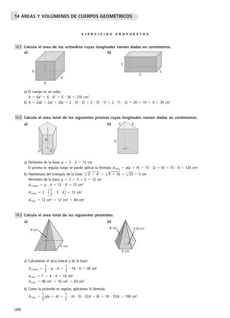 Área y volúmenes de cuerpos geométricos - Matemáticas