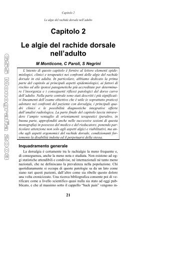 Capitolo 2 Le algie del rachide dorsale nell'adulto - Isico