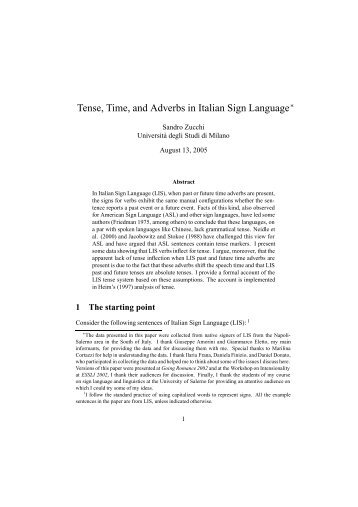 Tense, Time, and Adverbs in Italian Sign Language - Filosofia