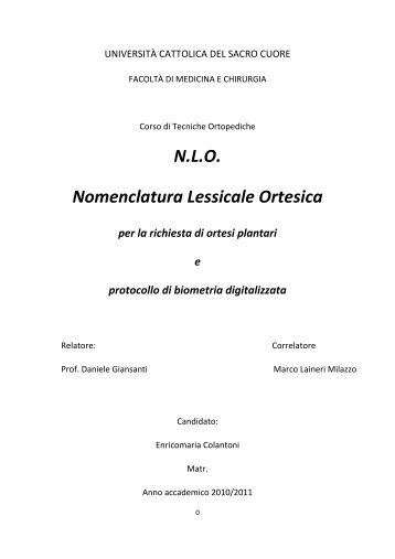 Nomenclatura Lessicale Ortesica per la richiesta di ortesi plantari e ...