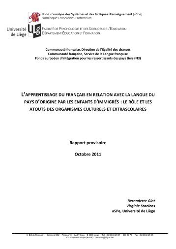 L'apprentissage du français en relation avec la ... - Langue française