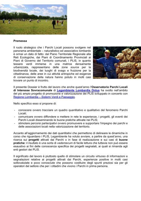 Dossier PLIS aggiornamento 2010 - Legambiente Lombardia