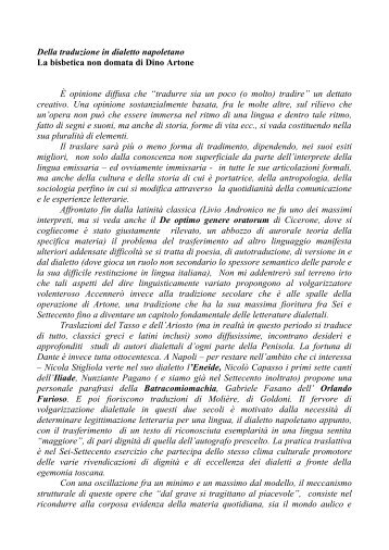 Traduzione in napoletano. La Bisbetica di Artone. - Achille Serrao