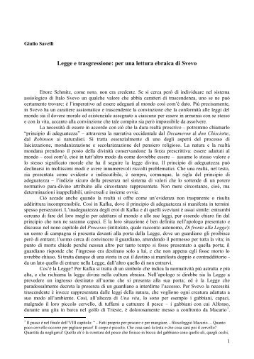 Legge e trasgressione: per una lettura ebraica di Svevo - WebLearn