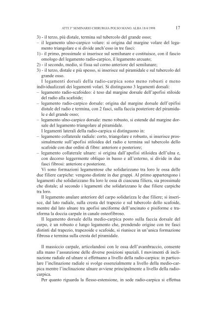 ATTI 3° SEMINARIO SULL'INSTABILITA' CARPALE (Aprile 1998)