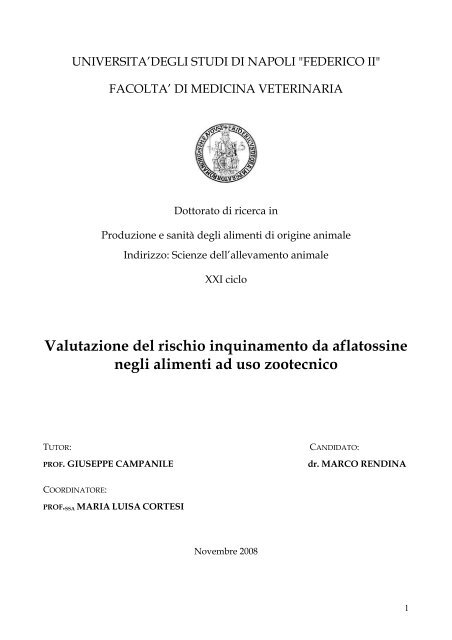 Valutazione del rischio inquinamento da aflatossine negli ... - FedOA