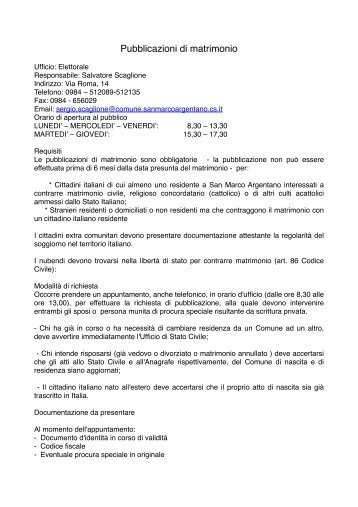 Istruzioni per la Richiesta di Pubblicazioni di matrimonio Istruzioni per la Richiesta di Pubblicazioni di matrimonio
