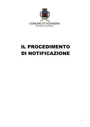 Il Procedimento di Notificazione - Comune di Voghiera