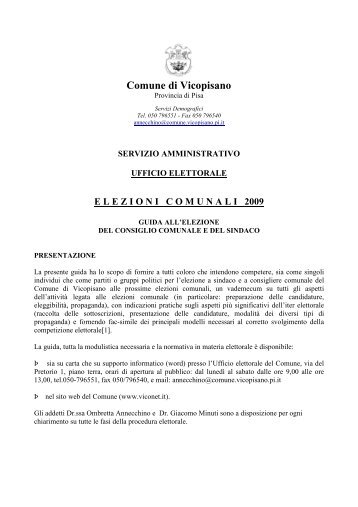 guida elezioni comunali - Comune di Vicopisano