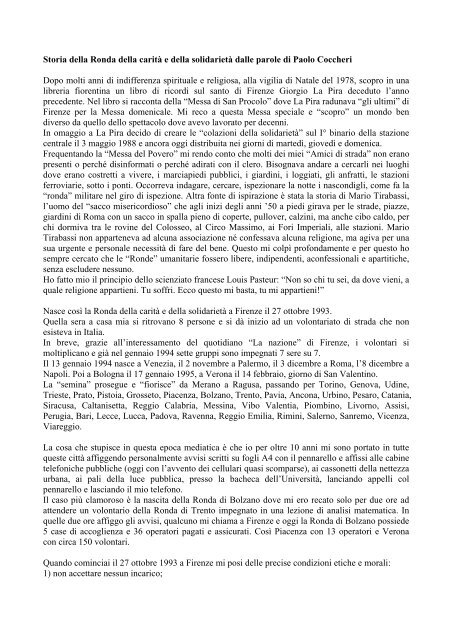 il testo di Paolo Coccheri - Associazioni Milano