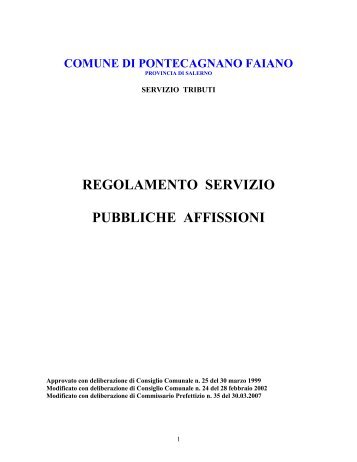 Regolamento Affissioni - Comune di Pontecagnano Faiano