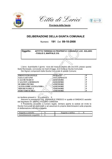 N. 191 Affitto terreno Solaro.rtf - Comune di Lerici