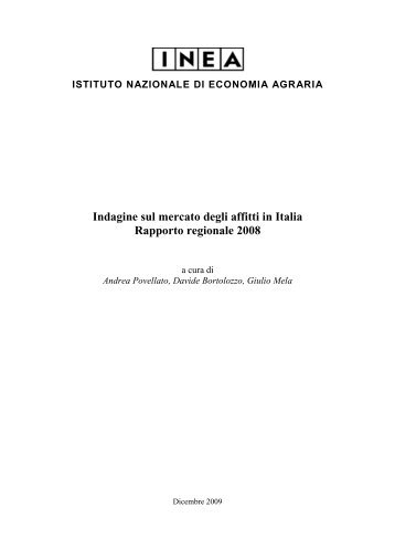 Rapporto regionale sul mercato degli affitti 2008 - Inea