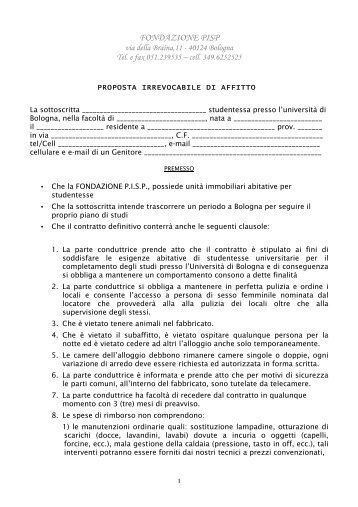 Proposta d'affitto - Residenze Femminili a Bologna