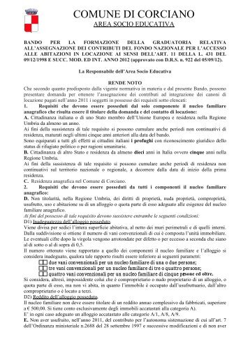 BANDO AFFITTI 2012.pdf - Comune di Corciano