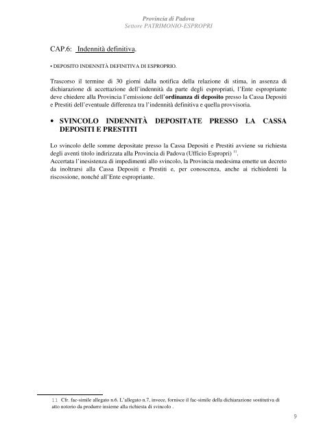 Guida procedura ante-testo unico espropri - Provincia di Padova