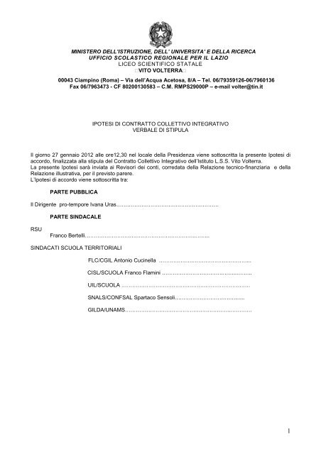 ministero dell'istruzione, dell' - Liceo Scientifico Statale Vito Volterra