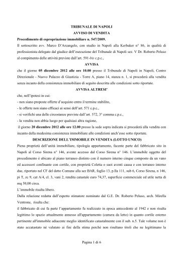 Pagina 1 di 6 TRIBUNALE DI NAPOLI AVVISO ... - Vendite Giudiziali