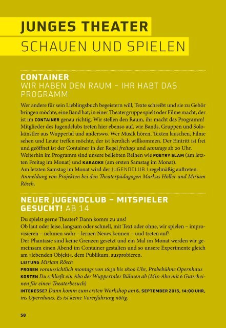 Spielzeitbuch 2013/2014 - Wuppertaler Bühnen