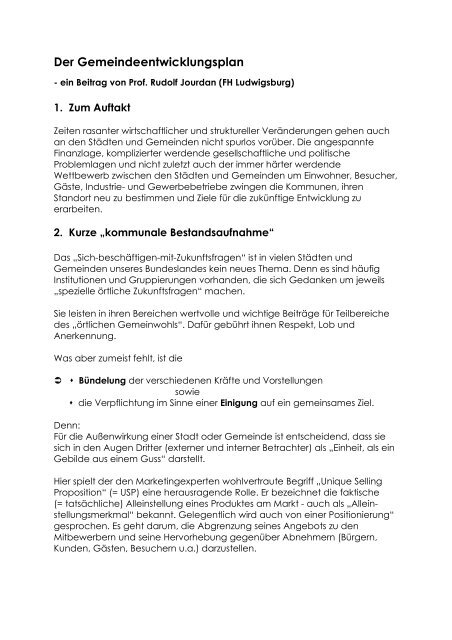 ein Beitrag von Prof. Jourdan (FH Ludwigsburg) - Wurmberg