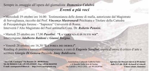 Mostra fotografica ideata e voluta dal giornalista Domenico Calabrò