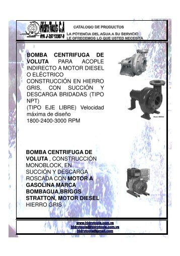 bomba centrifuga de voluta para acople indirecto a motor diesel o ...